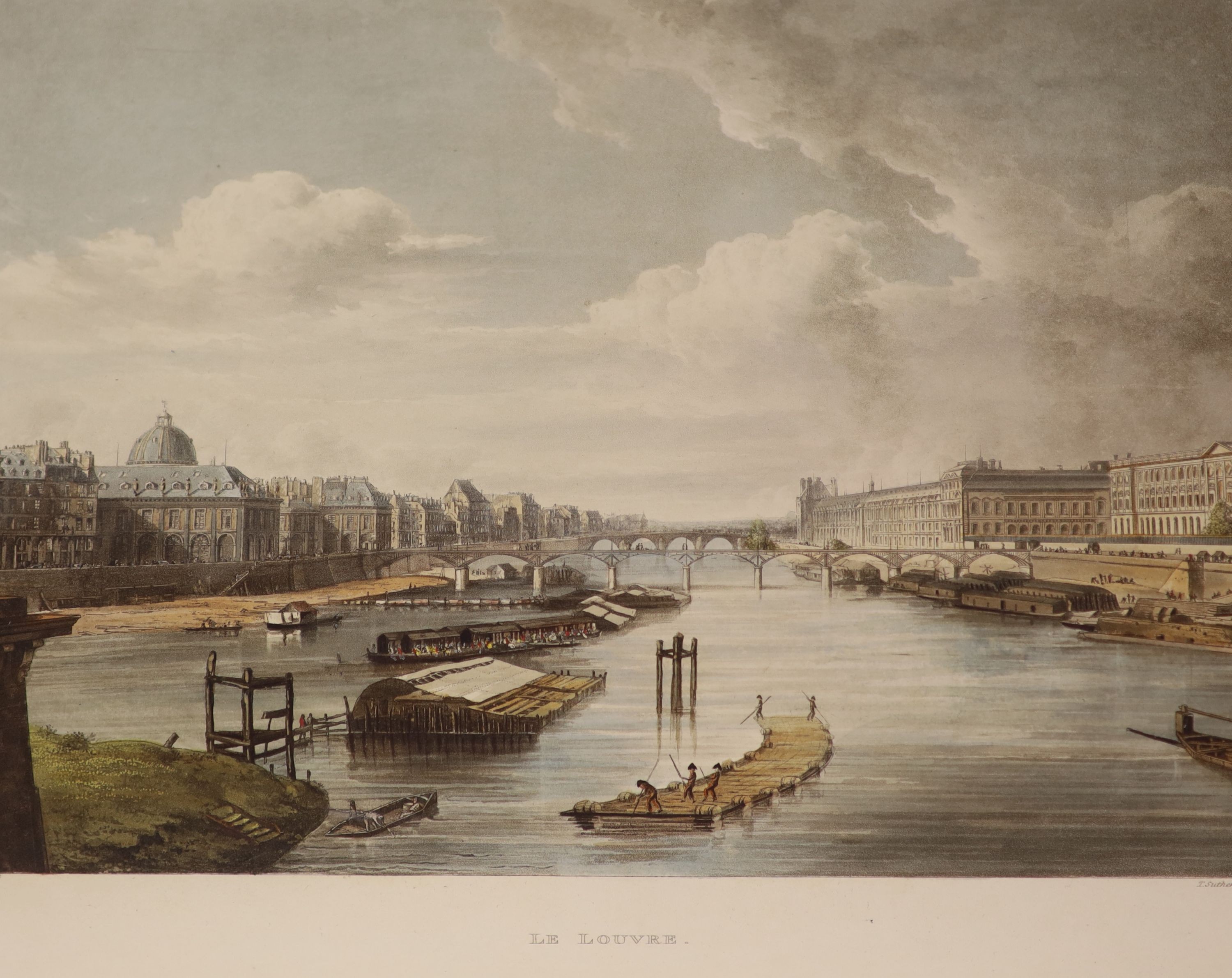 Sauvan, Jean Baptiste Balthazar - Picturesque Tour of the Seine, from Paris to the Sea, qto, later half yellow levant morocco extra, with map, title vignette and 24 plates, all hand-coloured, R. Ackermann, London, 1821